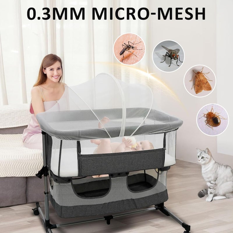 Cheermomo Bassinet Cover for Cats, Mosquito Net Cover for Bedside Sleeper, Two-Way Zipper Bassinet Cover to Keep Cats & Bugs Out for Baby, Breathable Baby Mosquito Net for Travel Crib White - Image 2